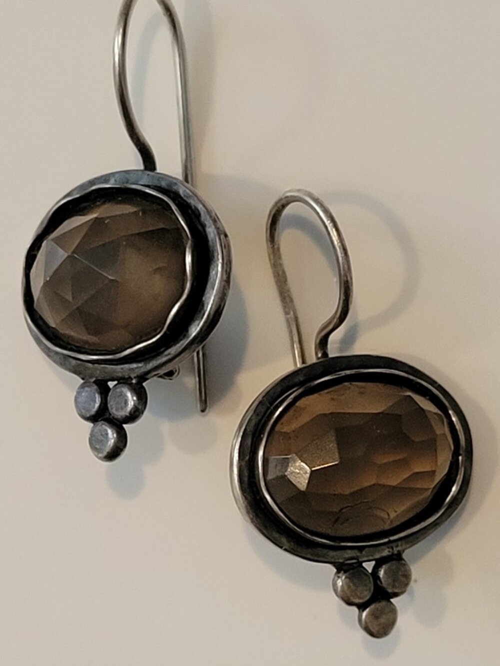 Artisan Smoky Quartz & Sterling Silver Earrings - Picture 2 of 4